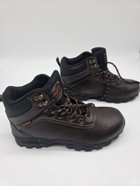 Leather Brown Hiking Boots - Weatherproof Vintage Men’s Outdoor Work Boot SZ 9